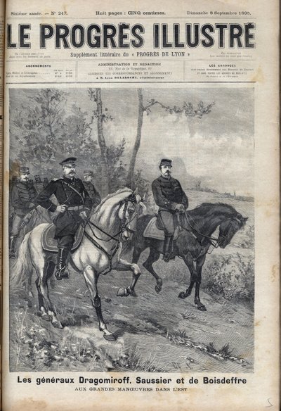 Relazioni Franco-Russe - Generale francese Saussier e Generale russo Dragomirov Mikhail Ivanovich Dragomirov (Michael Ivanovich Dragomiroff) (1830-1905) e Raoul Francois Charles Le Mouton de Boisdeffre durante le manovre dell