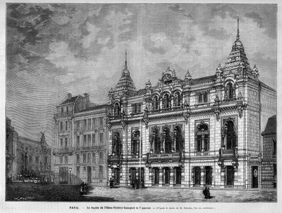 Facciata del Teatro Eden, 7 rue Boudreau a Parigi, aperto il 7 gennaio da Unknown artist