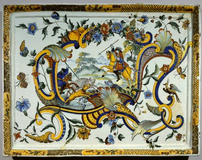 Piatto in maiolica raffigurante una scena di caccia al cinghiale da Unknown artist