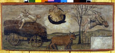 Caduta di un albero su un carro pieno di fieno da Unknown artist