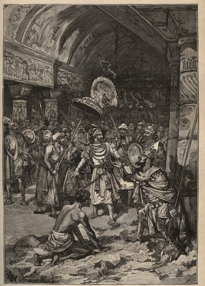 Diamanti famosi: il maharajah di Lahore, Ranjit Singh, prende il diamante Koh-i Nor. Incisione del 1885 in 