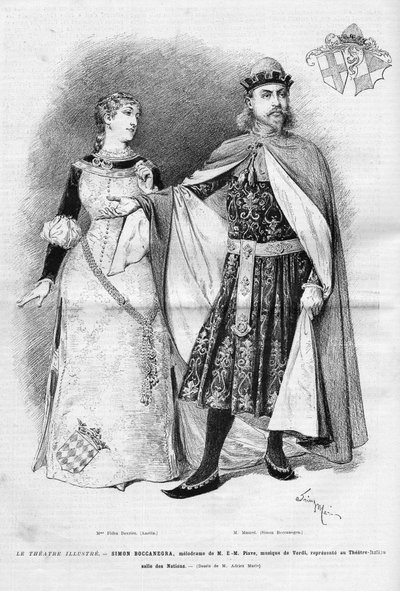 Fides Devries nel ruolo di Amelia e Victor Maurel (1848-1923) in quello di Simon Boccanegra nell