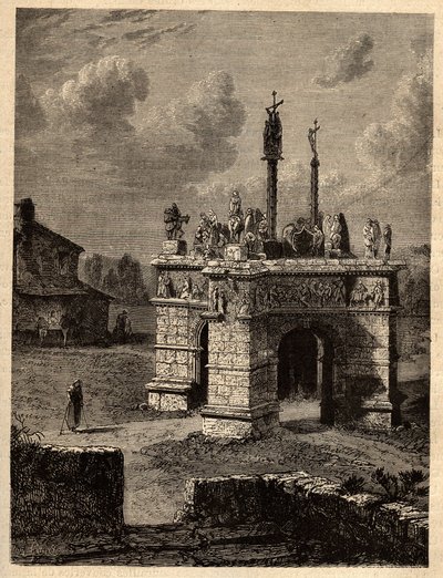 Finistère - Bretagna - Il calvario di Pleyben - Enclos paroissial di Pleyben - incisione in "PATRIE - DESCRIZIONE PITTORESCA DELLA FRANCIA IN 6 VOLUMI DI LUCIEN HUARD" - fine XIX secolo da Unknown artist