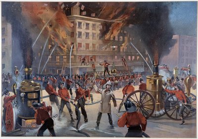 Incendio e pompieri a New York da Unknown artist
