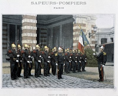 Vigili del fuoco: Saluto alla bandiera - circa 1920 da Unknown artist