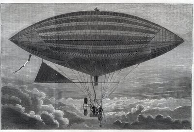 Primo aerostato elettrico a elica, sperimentato da Albert (1839-1906) e Gaston Tissandier (1843-1899) scienziato francese, editore della rivista "La Nature" il lunedì 8 ottobre da Unknown artist