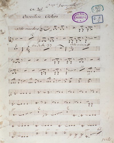 Prima pagina della partitura musicale di "Acteon" opera comica inglese di Daniel Francois Esprit Auber da Unknown artist