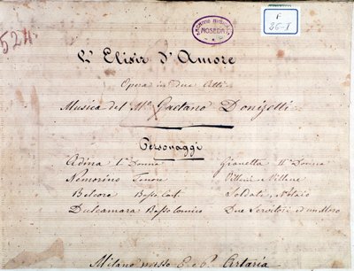 Prima pagina della partitura per L