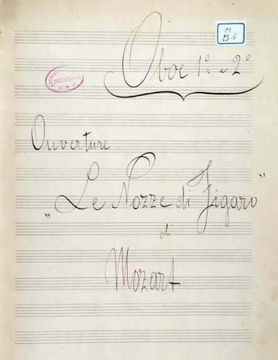 Prima pagina dello spartito per oboe de Le nozze di Figaro, opera di Mozart (XIX secolo) da Unknown artist