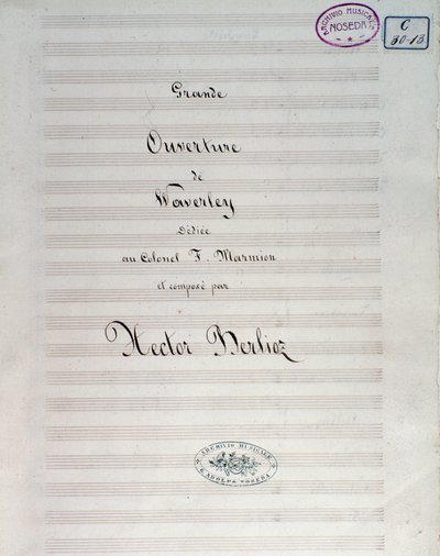 Prima pagina della partitura per Waverley opus 1, ouverture, di Hector Berlioz da Unknown artist