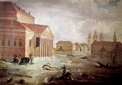 Inondazioni nella città di San Pietroburgo in Russia XIX secolo Collezione privata da Unknown artist