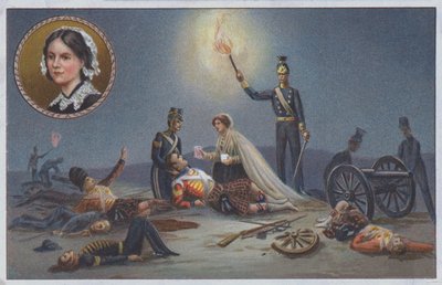 Florence Nightingale assiste i feriti e i moribondi sul campo di battaglia durante la guerra di Crimea da Unknown artist