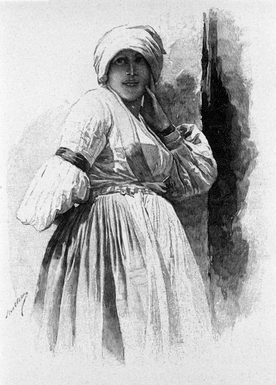 Folclore: donna in costume tradizionale di Piana degli Albanesi. Sicilia Incisione del XIX secolo da Unknown artist