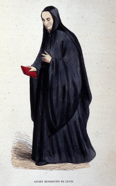 Ex benedettino di Cluny. Incisione da un album sugli ordini religiosi, Parigi da Unknown artist
