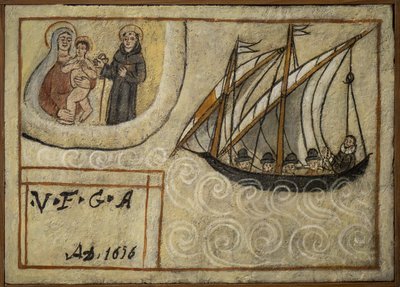 Ex-voto marinaio, offerta popolare come pegno di devozione e gratitudine del marinaio sopravvissuto ai pericoli del mare proveniente dalla Chiesa del Carmine, Torre del Greco, vicino a Napoli XIX secolo Italia da Unknown artist