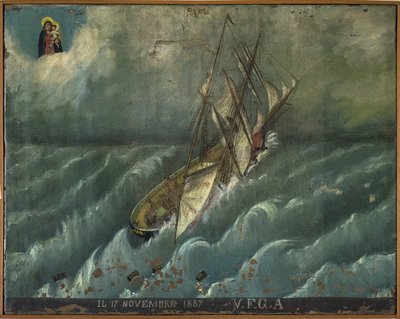 Ex voto marinaio, offerta popolare come pegno di devozione e gratitudine del marinaio sopravvissuto ai pericoli del mare proveniente dalla Chiesa del Carmine, Torre del Greco, vicino a Napoli da Unknown artist