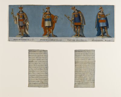 Quattro re Inca: Tupac Yupanqui, Huayna Capac, Huascar Inca, Atahuallpa, inizio XIX secolo da Unknown