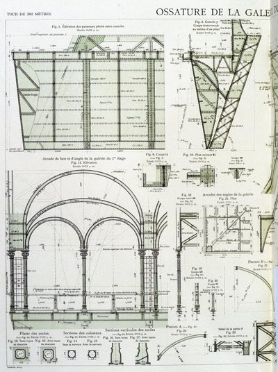 Cornice della galleria al primo piano della Torre Eiffel - Disegno industriale da Unknown artist