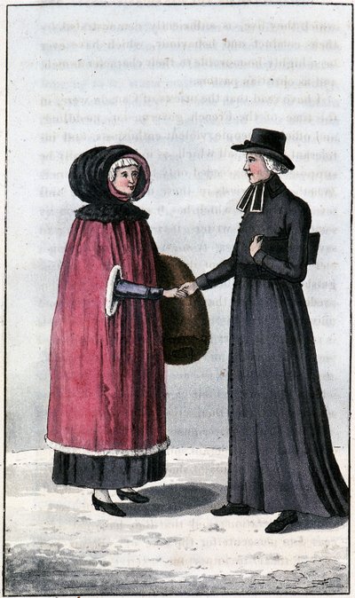Signora canadese francese, giovane francese canadese; in "Travels through Canada and the United States of North America 1806-1808", di John Lambert, ed. Londra da Unknown artist