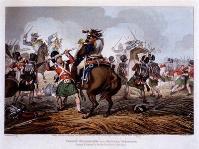 Curassieri francesi a Waterloo - in "Historical, military and naval anecdotes and incidents that arrived at the arms of Great Britain and their allies, ending in Waterloo" - di Edward Orme, ill. di Fry, Londra da Unknown artist