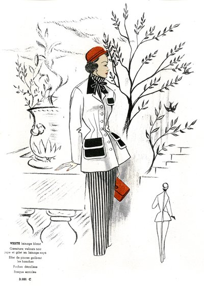 Moda francese, design di abiti in lana. da Unknown artist