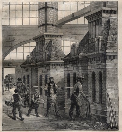 Industrie francesi: la fabbricazione di bottoni di porcellana - Incisione in "La Science francaise" da Unknown artist