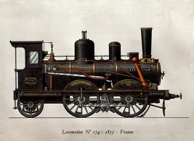 Treno francese: Locomotiva Numero 154 del 1855. Incisione. Parigi, Arti Decorative da Unknown artist