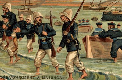 Truppe francesi sbarcate a Majunga in Madagascar nel 1895 da Unknown artist