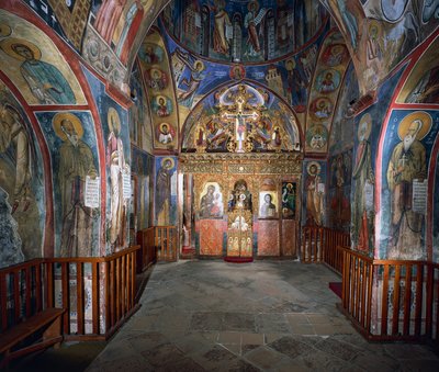 Pareti affrescate (1192), Chiesa di Panayia Tou Araka (Chiesa di Nostra Signora del Pisello), Lagoudhera, Monti Troodos, Cipro da Unknown artist