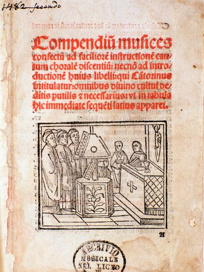 Frontespizio di Compendium musices (1482) da Unknown artist