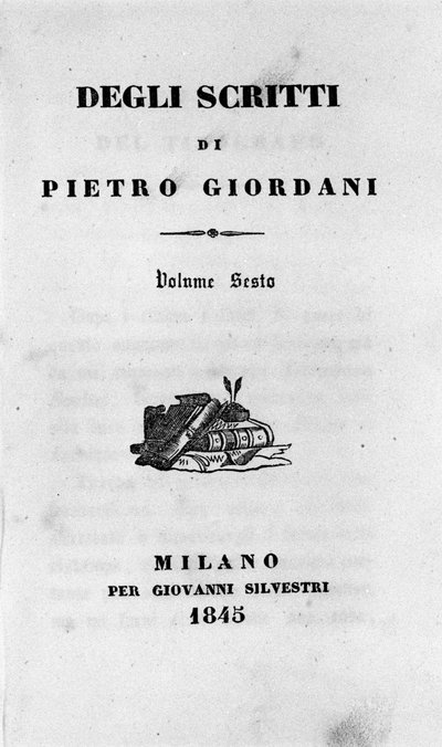 Frontespizio di "Degli scritti" di Pietro Giordani (1845) da Unknown artist