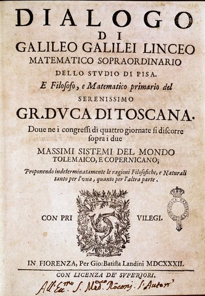 Frontespizio di Dialogo sopra i due massimi sistemi del mondo da Unknown artist