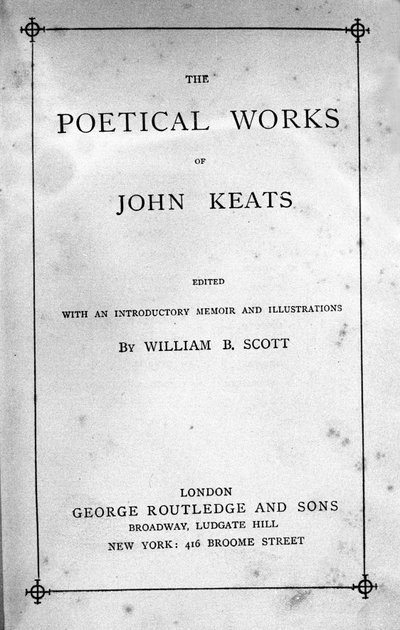Frontespizio di “Opere Poetiche” del poeta John Keats (1795-1821) XIX secolo da Unknown artist