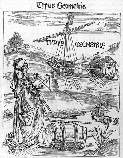Frontespizio di geometria in "Margarita Philosophica" di Gregor Reisch (1467-1525) da Unknown artist