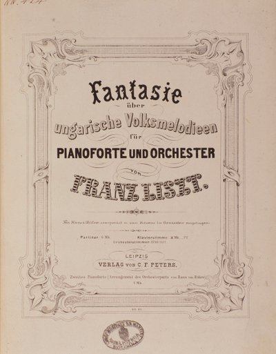 Frontespizio della partitura 