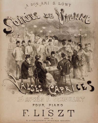 Frontespizio della partitura Soirées de Vienne, Capricci Valses per pianoforte di Liszt (XIX secolo) da Unknown artist