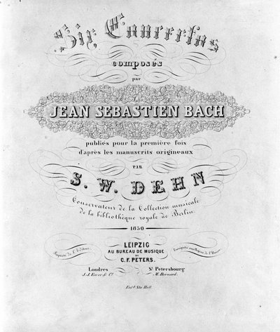 Frontespizio della partitura dei sei concerti di Johann Sebastian Bach da Unknown artist