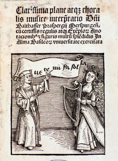Frontespizio di Clarissima plane atque choralis musice interpretati di Prasperg da Unknown artist
