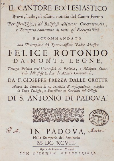 Frontespizio di Il cantore ecclesiastico da Unknown artist