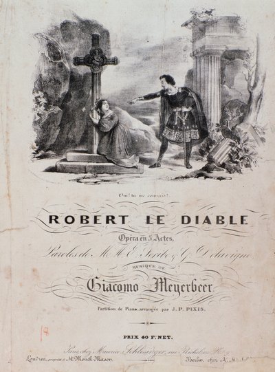 Frontespizio di Robert le diable, opera di Meyerbeer (XIX secolo) da Unknown artist