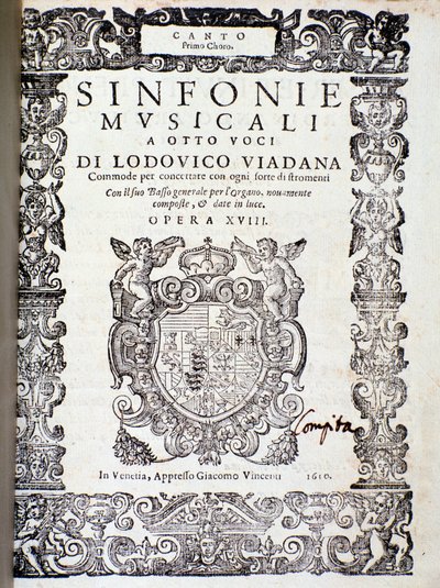 Frontespizio della partitura musicale di Sinfonie musicali di Ludovico Viadana da Unknown artist