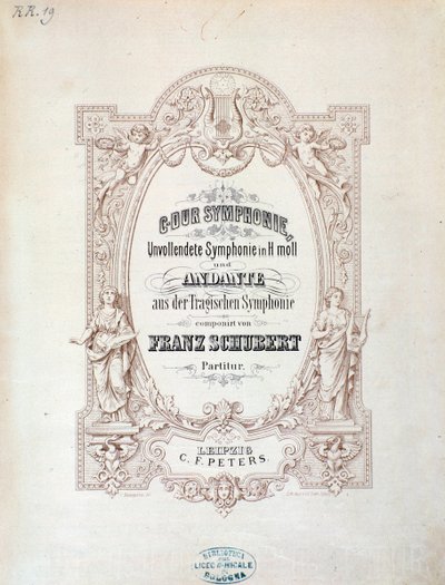 Frontespizio della partitura musicale di Sinfonia incompiuta di Franz Schubert da Unknown artist