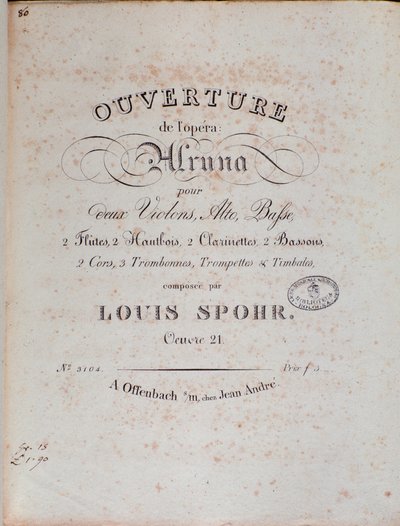 Frontespizio della partitura musicale dell