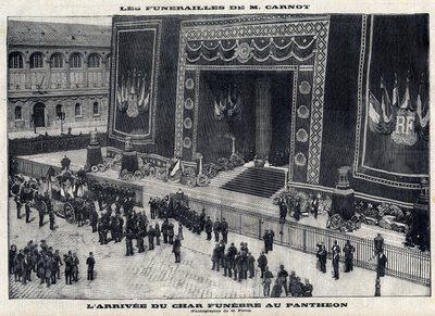 Funerale di Sadi Carnot (1837-1894), ex presidente francese, al Pantheon di Parigi. Arrivo del carro funebre. Incisione in 