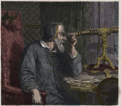 Galileo Galilei e il suo telescopio da Unknown artist
