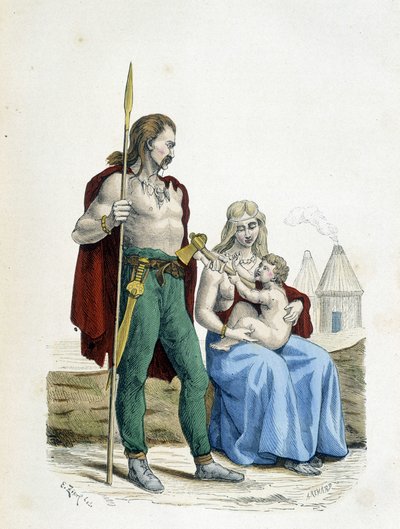Famiglia gallica dei tempi primitivi - in "Costumi di Parigi attraverso i secoli" da Unknown artist