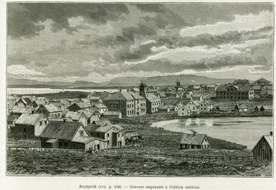 Vista generale di Reykjavik. Incisione per illustrare la storia La nuova spedizione del Professor Nils Adolf Erik (Eric) Barone Nordenskjold (Nordenskiold) (1832-1901) in Groenlandia, di Charles Rabot, in Le Tour du monde 1886, sotto la direzione di Edouar da Unknown artist