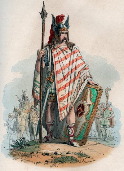 Capo germano (i barbari tedeschi). Incisione del 1868 in “Histoire de Belgique” di Theodore Juste (1818-1888). Collezione privata da Unknown artist