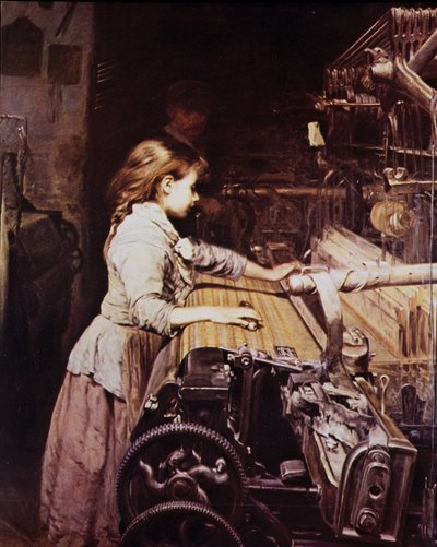 Ragazza che lavora in una filatura meccanica, fine XIX secolo da Unknown artist