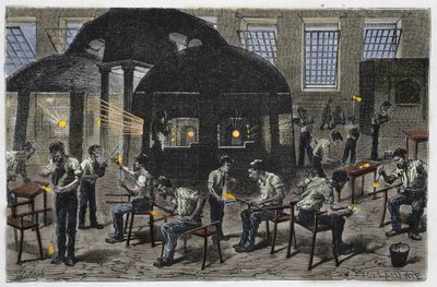Fabbrica di soffiatura del vetro da Unknown artist